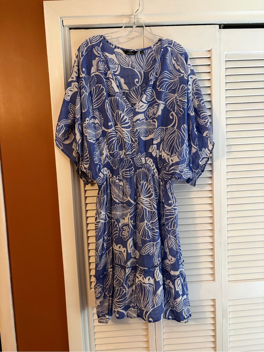 Mlle Gabrielle Blue & White Floral Tiered Dress 3X